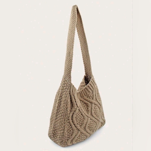 Boho Cable Knit Hobo Purse - Picture 5 of 6